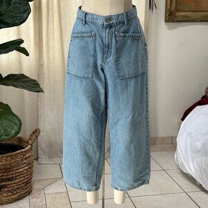 Romantic Americana Vintage Wash Denim Wide Leg Lucky Brand Jeans Women 10/30